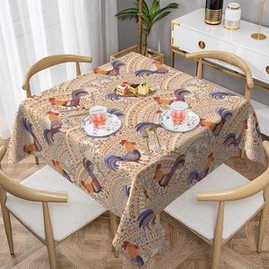 Nappe Beige Ferme Coqs Nappe Carrée Couverture Lavable Pour Cuisine Quotidienne Salle À Manger Maison Table Décor