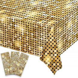 Table de la fête d'anniversaire de table Disco Night Night Gold Casino thème Disposable Cover Decorations 137x274cm