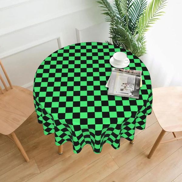 Tableau de table en nabre et vert à damier pour restaurer la nappe ronde imperméable 60 pouces de fête de mariage décoration