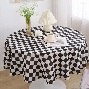 Tableau à damier en noir et blanc en coton rond Plaid Plaid Cuisine Couvre nordique pour décor de fête à domicile