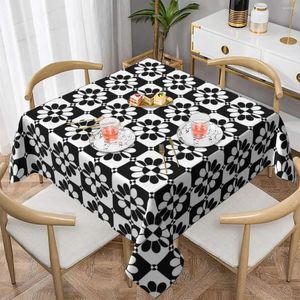 Tableau de table noire et blanc nappe Mod Ska Flower Flower Elegant for Home Party Cover Imperproof Decoration