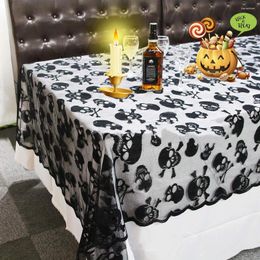 Table de table noire en dentelle Halloween Nappeur Rectangle Skulls Bones Decoration Party Dinner Cover Supplies House