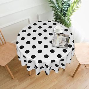 Tafeldoek Zwart Wit Polka Dot Round Tafelkleed Waterdichte vlekbestendige wasbare wasbaar polyester deksel voor keuken Dineren