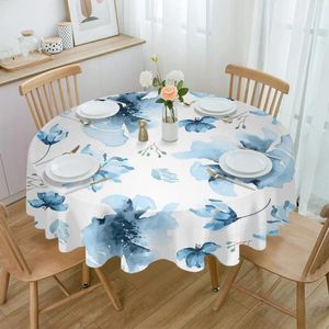Nappe de table à fleurs bleues, ferme, village, imperméable, décoration de thé, couverture ronde pour cuisine, mariage, maison, salle à manger