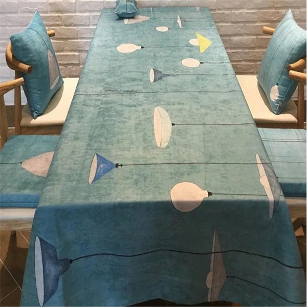 Mesa de tela azul lámpara de algodón cubierta té té natural carpeta de bodas manta de boda fiesta de comedor el tibio decora