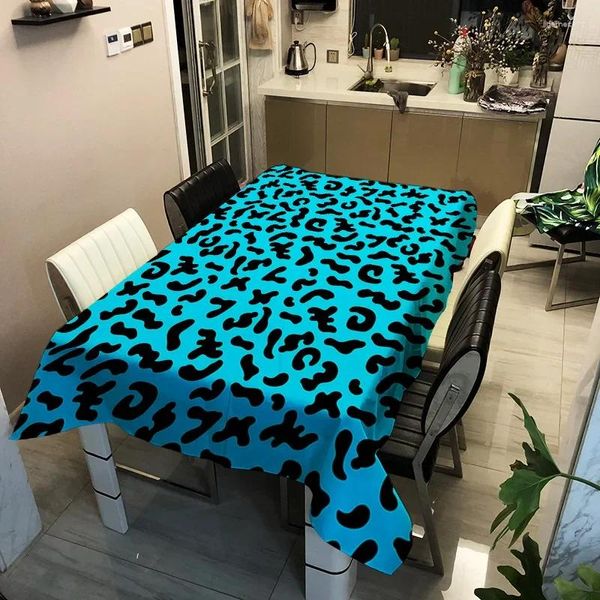 Nappe de cuisine imprimée léopard bleu, couverture rectangulaire imperméable pour salle à manger, tapis de pique-nique, décoration de mariage à domicile