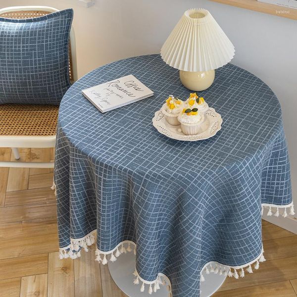 Nappe de Table Bleu Clair Couverture de Luxe Coussin de Café Circulaire Petite Nappe