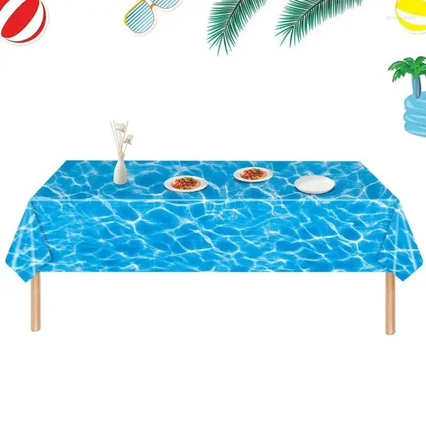 Mesa de tela Blue Sea Ocean Theme Tablecloth 137x274cm Wave Happy Birthday Party Decor para el verano