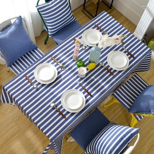Mantel de mesa Rectangular a rayas azules, funda Simple a prueba de polvo para Picnic, banquete, fiesta, mantel de poliéster Universal de alta calidad