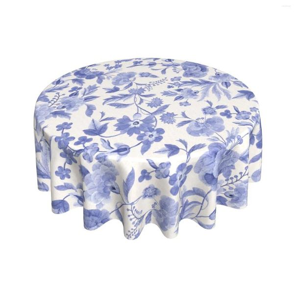 Tableau de table bleu blanc floral rond