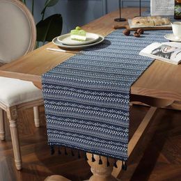 Tafelkleed Boheemian Jacquard Blue Geometric Tafels Runner Coffee Cover Elegant Table Klachten voor Home Decor