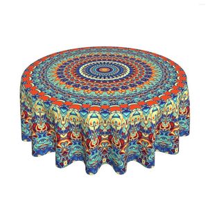Tafelkleed Boho Tafelkleed Rond 60 Inch Zomer Kleurrijke Mandala Doeken Rustiek Met Rimpelbestendig Voor Vakantie Tafelblad