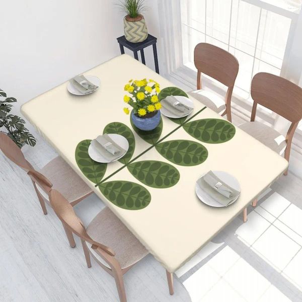 Nappe de table en papier peint avec fougère botanique, rectangulaire, imperméable, couverture artistique Orla Kiely pour salle à manger, 4 pieds