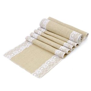 Tafelstoffen jute Lace Runner Vintage Natural Jute Linen For Party Christmas Wedding Decoratie 1 stks