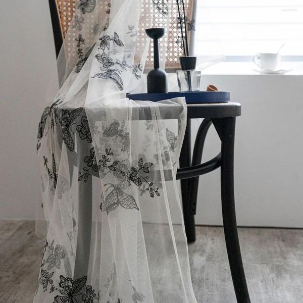 Mantel de encaje de mariposa, mantel blanco bordado para fiesta de boda, decoración del hogar, cubierta de té Rectangular Ins moderna