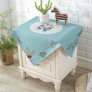 Nappe de table dessin animé coton lin couverture de chevet serviette carré multifonctionnel anti-poussière chambre petite nappe