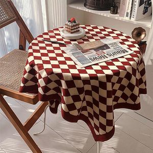 Nappe à carreaux en damier nappe légère luxe haut de gamme couverture de salle à manger rétro Ins Style chambre moderne tapis minimaliste