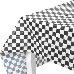 Couvre-table à carreaux à carreaux Couvre imperméable à l'épreuve d'huile élégante (grille noir et blanc 137 x 137 cm)