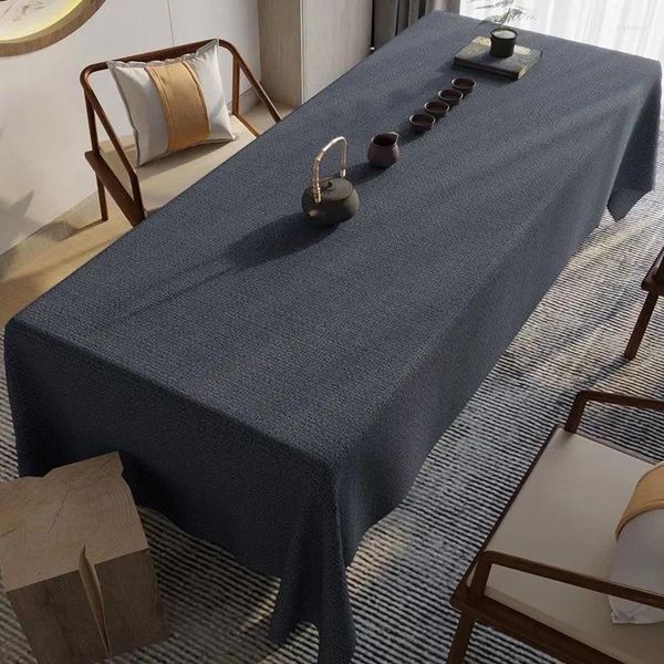 Nappe de table classique chinoise en coton et lin, tissu imperméable, thé, couleur unie, T4S3735