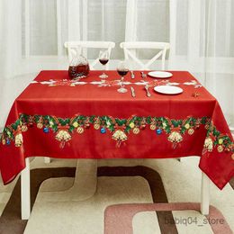 Nappe de table Nappe imprimée cloche de Noël Nouvel An Table à manger rectangulaire Table basse Nappe résistante fête dîner en plein air R230823