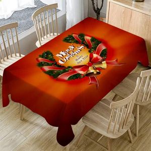 Nappe de table rectangulaire avec cloches de noël, ruban rouge, motif guirlande de nœuds, pour cuisine, fête de mariage, tapis de pique-nique en plein air