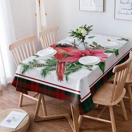 Table de table de Noël cardinal poinsettia rectangle nappe fête festival restaurant Navidad Decoration Couverture ronde imperméable