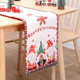 Tafelkleed Kerstvlag dubbellaags katoen en creatieve print sneeuwpop oude man mat sfeer decoratie