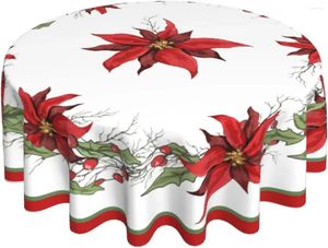 Tafelkleed Kerstbloem Rond Tafelkleed 60 Inch Wasbare Herbruikbare Decoratiehoes Voor Keukenfeest Diner Decor