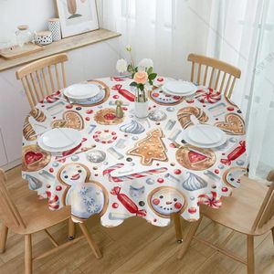 Table de table de table de Noël Gingerbread Man Snowman Round Couple de fête de mariage imperméable Couverture de vacances