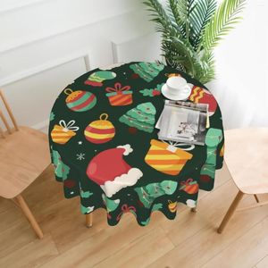 Tafelkast kerstmuts en pijnbomen rond tafelkleed waterdicht patroon met vakantiegeschenken bedekken wasbaar dineren Decora