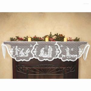 Table Cloth Christmas Lace Tablecloth Virgin Mary Religious Day Fireplace Cover Fashion Runner Furnace Home Party Supplies