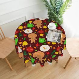 Tafelkast kerstpatroon decoratief 60 "rond polyester tafelkleed - gedrukt wasbaar