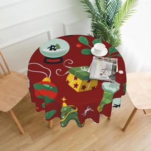 Tafelkast kerstpatroon voor ronde tafels waterdichte resistent deksel keuken eetkamer (60 inch rond)