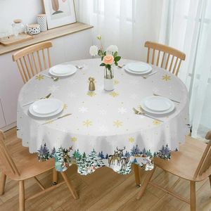Tableau de table de Noël Pine Tree Elk Forest Arafroplohing Natecloth décoration Mariage Home Kitchen Dining Salle Round