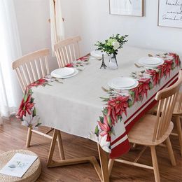 Tableau de table de Noël Poinsettia Fleur Recteur Recordage Festival Party Restaurant Navidad Decoration Couverture ronde imperméable