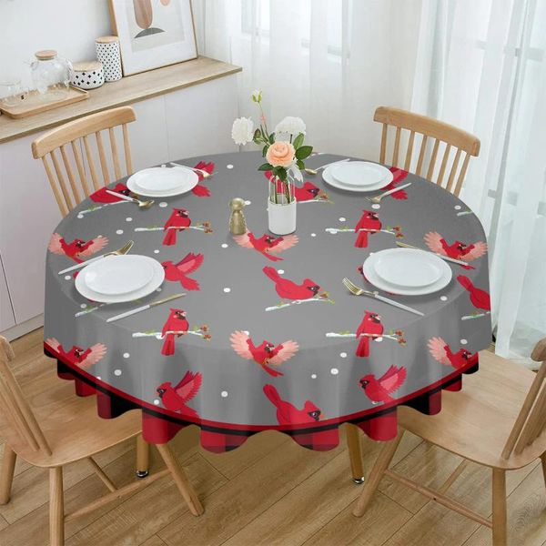 Tableau de table de Noël rouge Black Check Cardinal Bird Arafrophoth Natecloth Decoration Wedding Home Kitchen Dining Salle Round