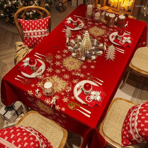 Table de table de Noël de Noël Red Festive Anti-Fouling Party Party Light Luxury Rectangular Coffee Kitchen Accessoires