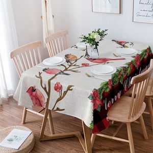 Tableau de nappe de Noël Red Plaid Cardinal Rectangle Nattecloth festival fête Restaurant NAVIDAD DÉCORATION ROUNDE COUVERT