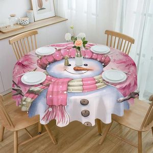 Tafelkast kerst sneeuwman roze boom rond tafelkleed waterdicht bruiloft decor cover xmas home decoratief