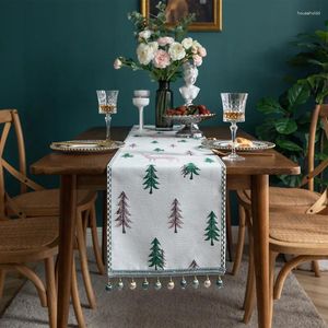 Nappe de Table en forme d'arbre de noël, napperon de salle à manger pour vacances d'hiver, élan, décorations rustiques pour la cuisine de la maison