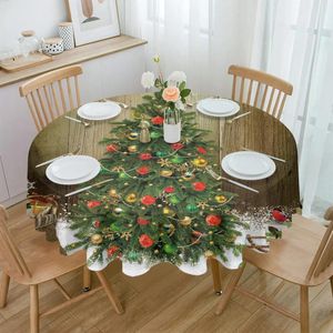 Tableau de table de Noël arbre de Noël en bois de neige cadeau rond nappe