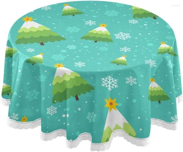 Tableau de table arbres de Noël Round flocon de neige avec ruban de trim