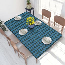 Nappe de table classique à tige solide imprimée Kingfisher bleu et jade profond, nappe rectangulaire imperméable 4 pieds Orla Kiely