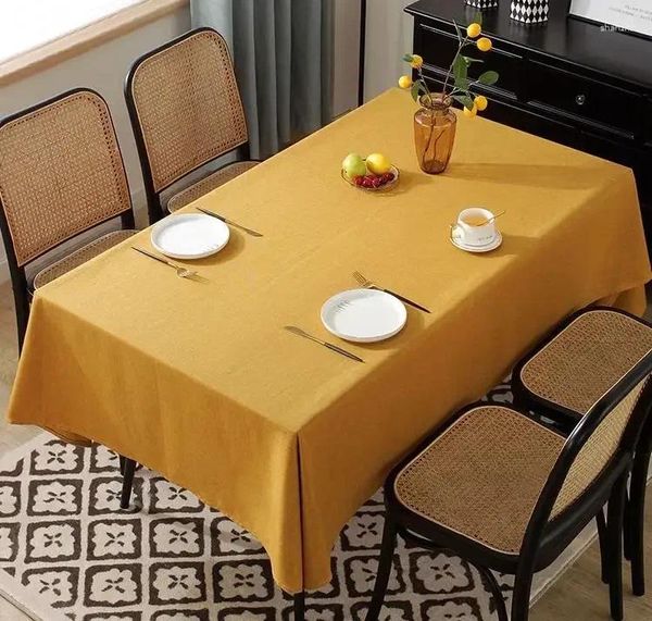 Mantel de mesa Cubierta de café Grueso Color sólido Mantel Estilo Algodón Lino Lavable Rectángulo Cuadrado