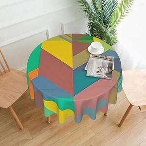 Tafelkleed kleurblokafdruk ronde tafelkleed geometrische aangepaste doe -het -zelf cover voor huisfeestje eetkamer kawaii outdoor