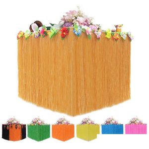 Paño de mesa Colorf Falda de hierba hawaiana para la boda Cumpleaños Fiesta de Navidad de Halloween Suministros de decoración al por mayor Dbc Vt0697 Drop Dhdd3