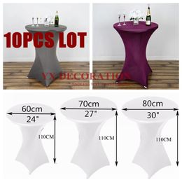 Nappe Couleurs 10 PCS Vente Stretch Nappe Ronde Couverture De Cocktail Spandex Bar El Décoration De Fête De Mariage