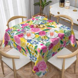 Nappe Colroful Fleurs Lumineuses Nappe Imprimé Floral Protection Buffet Couverture Polyester Imprimé Moderne