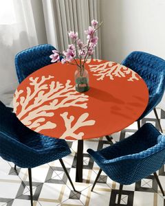 Nappe de Table en corail, tapis rond Orange, couverture élastique, intérieur et extérieur, imperméable, accessoire de décoration de salle à manger