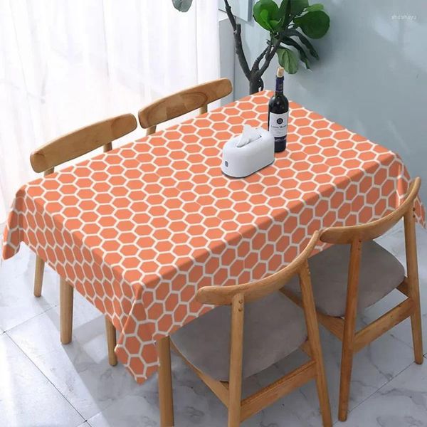 Nappe de Table à motif nid d'abeille de corail, rectangulaire, élastique, résistante à l'huile, couverture hexagonale géométrique pour Banquet